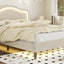 Full Size Velvet Upholstered Smart LED Bed Frame with Adjustable Height Headboard,No Box Spring Needed,Easy Assembly,Beige - Korvel