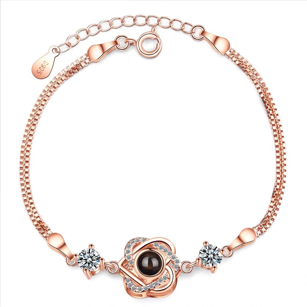 Bracelet étoile en argent S925 personnalisé avec projection photo