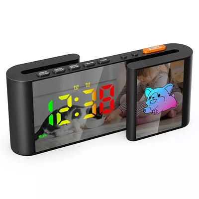Reloj despertador RGB de doble pantalla en forma de S