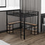 Full metal loft bed with desk and shelf, loft bed with ladder and guardrail, black with retro wood desk - Korvel
