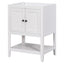 24" Bathroom Vanity Base Only, Soild Wood Frame, Bathroom Storage Cabinet with Doors and Open Shelf, White - Korvel
