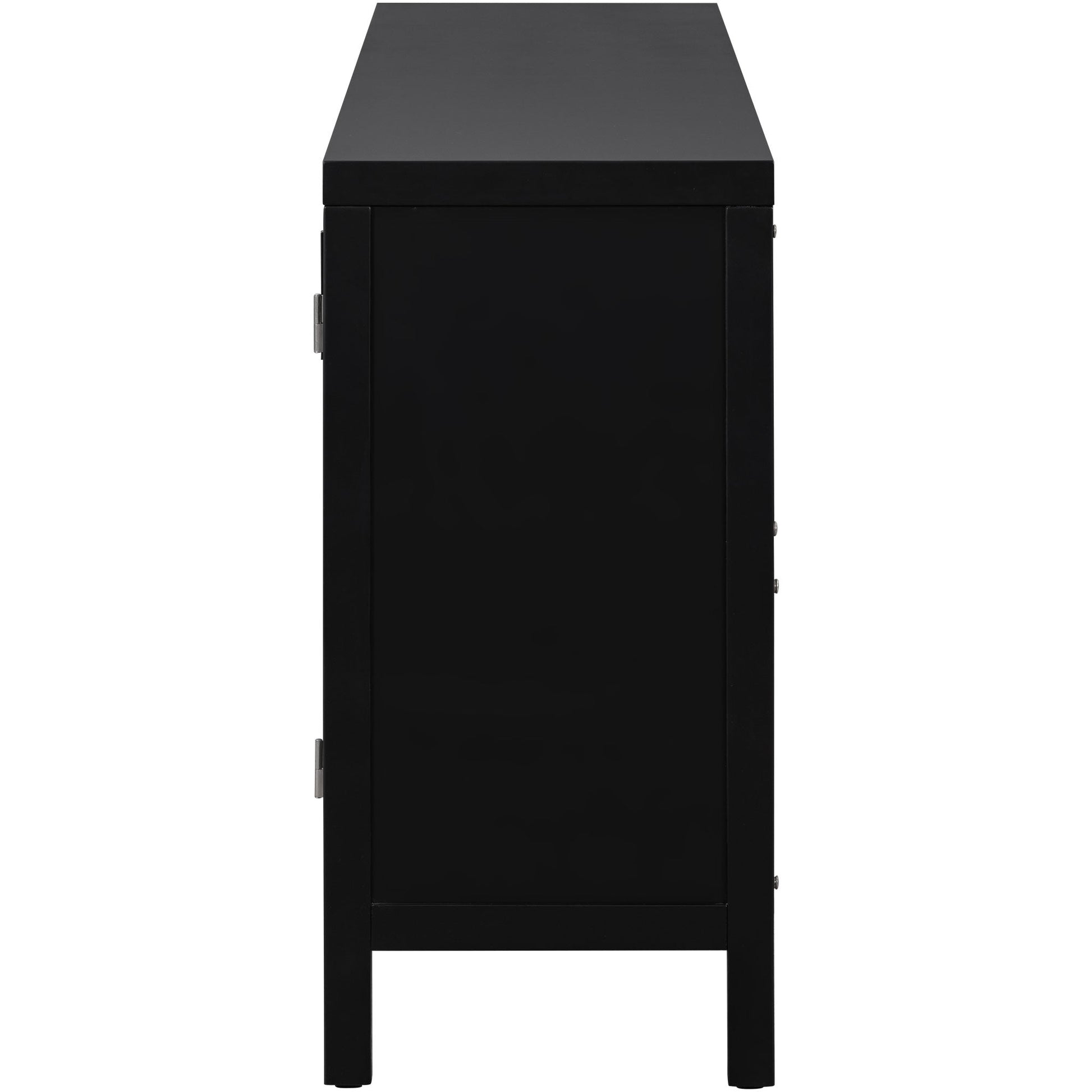TREXM Large Storage Space Sideboard with Artificial Rattan Door and Metal Handles for Living Room and Entryway (Black) - Korvel