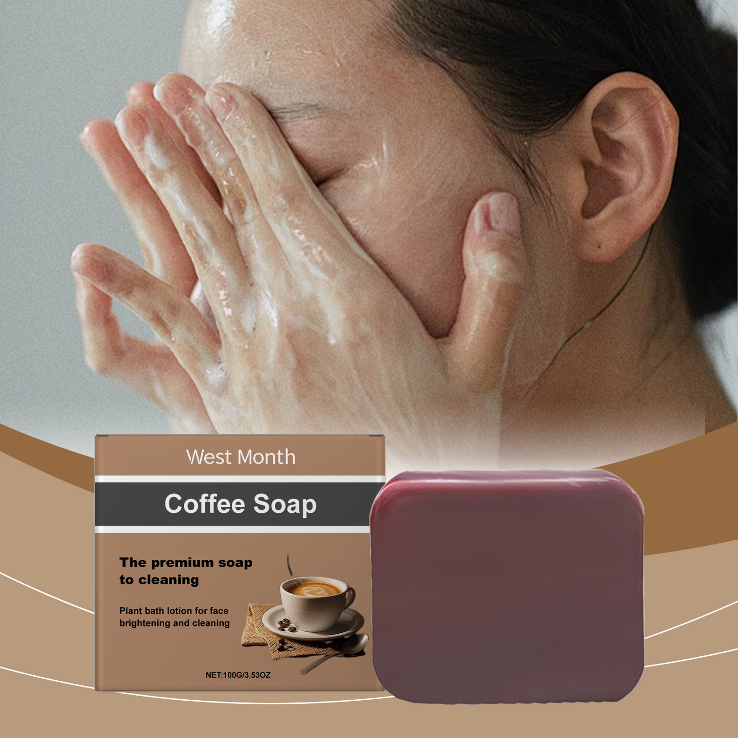 Coffee Cleansing Soap, Coffee Essence Gently Cleans, Nourishes, Moisturizes And Brightens The Skin - Korvel