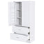 Tall Bathroom Storage Cabinet, Cabinet with Two Doors and Drawers, Adjustable Shelf, MDF Board, White - Korvel