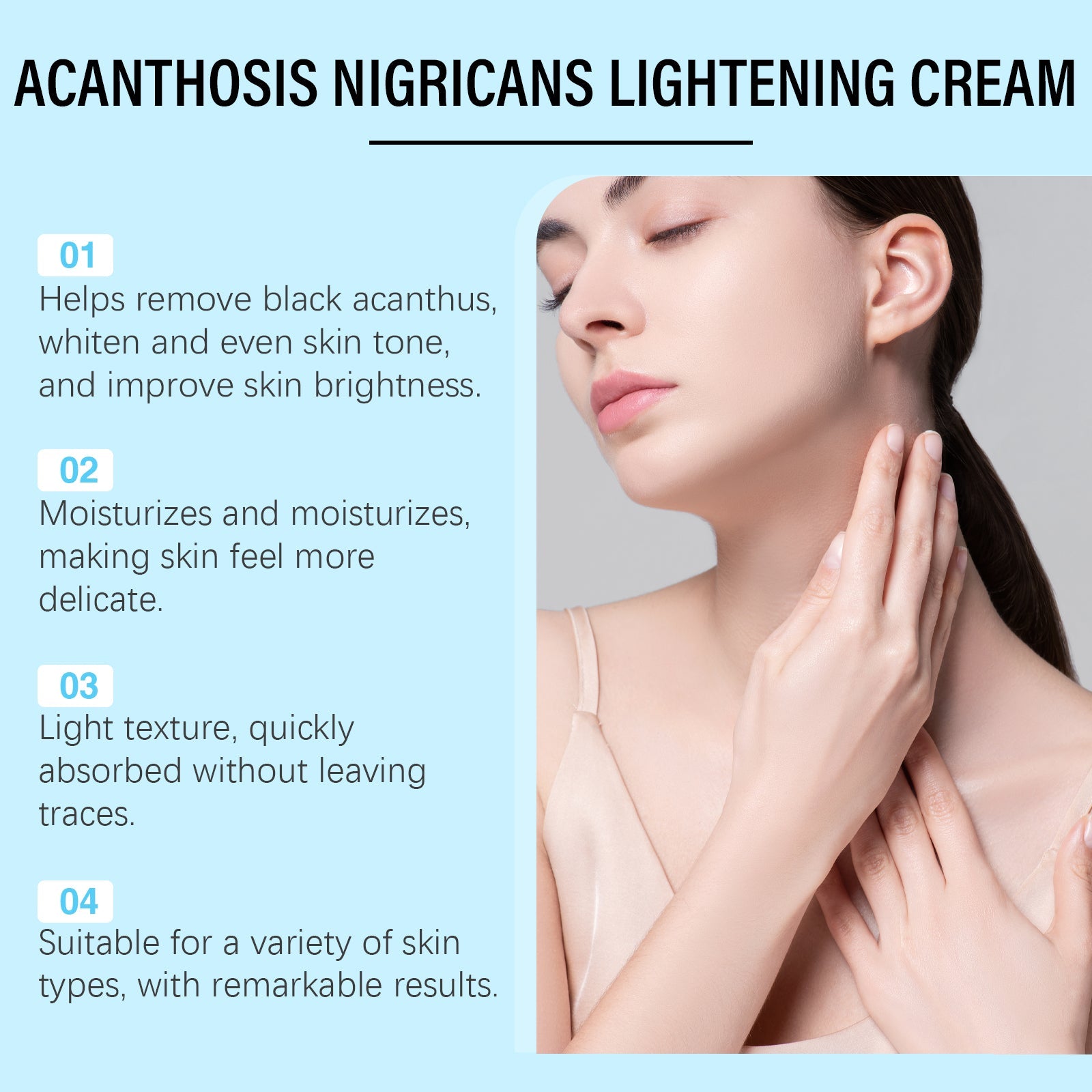 Ouhoe Black Acanthoderm Whitening Cream Soft Moisturizing, Moisturizing, Tender Skin Refreshing, Non-Greasy Elbow Neck Line Care - Korvel