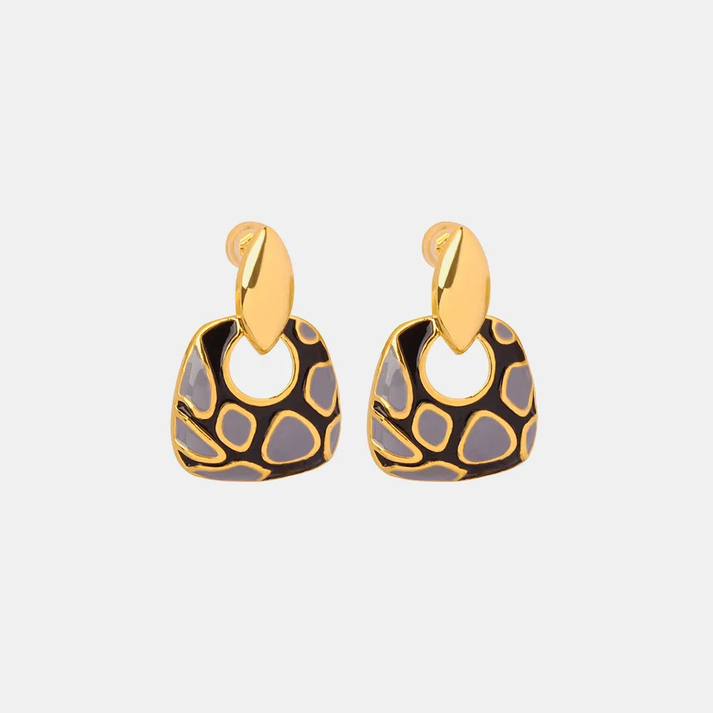 Geometric glazed enamel leopard print earrings fashionable and elegant accessories - Korvel