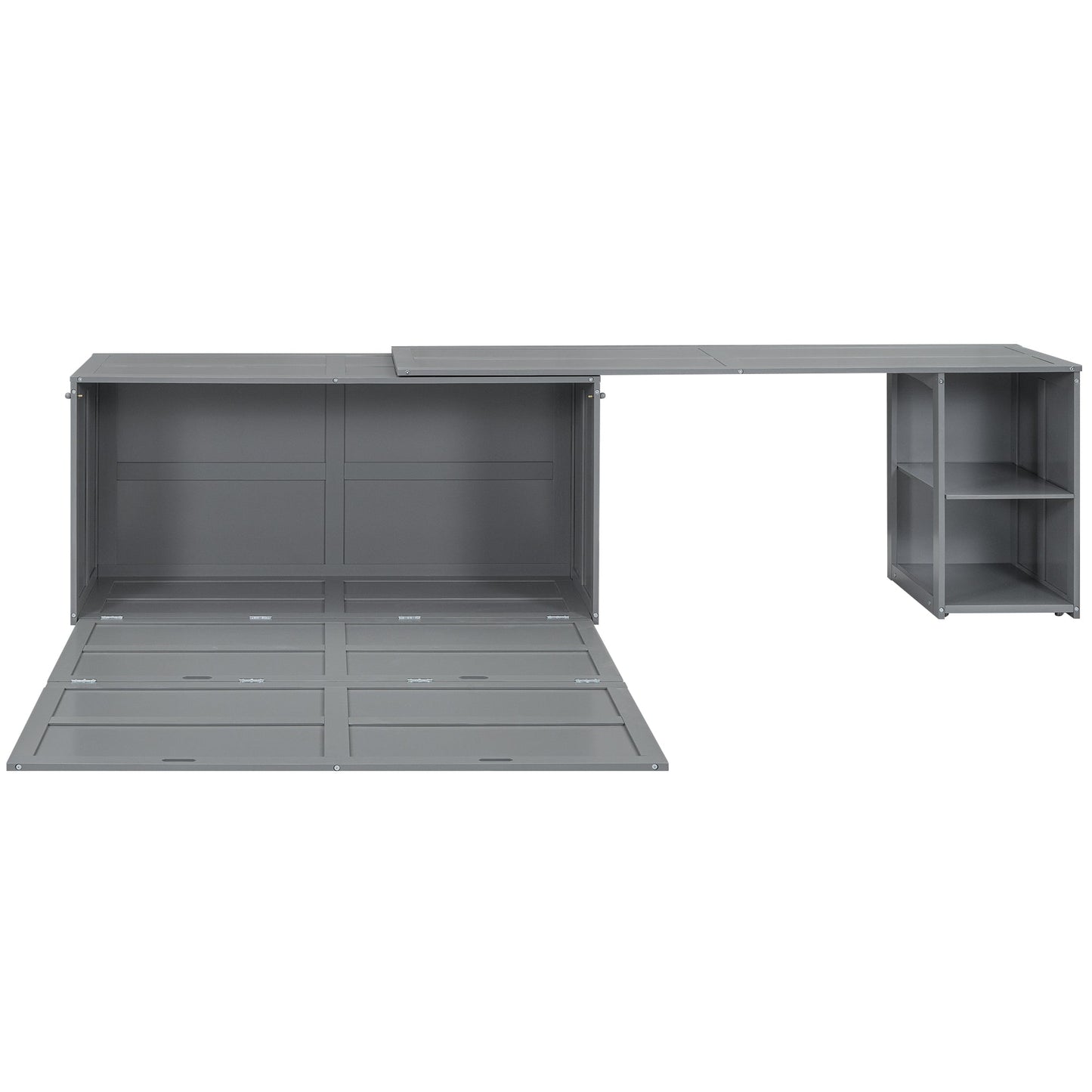 Queen Size Murphy Bed with Rotable Desk  Gray - Korvel