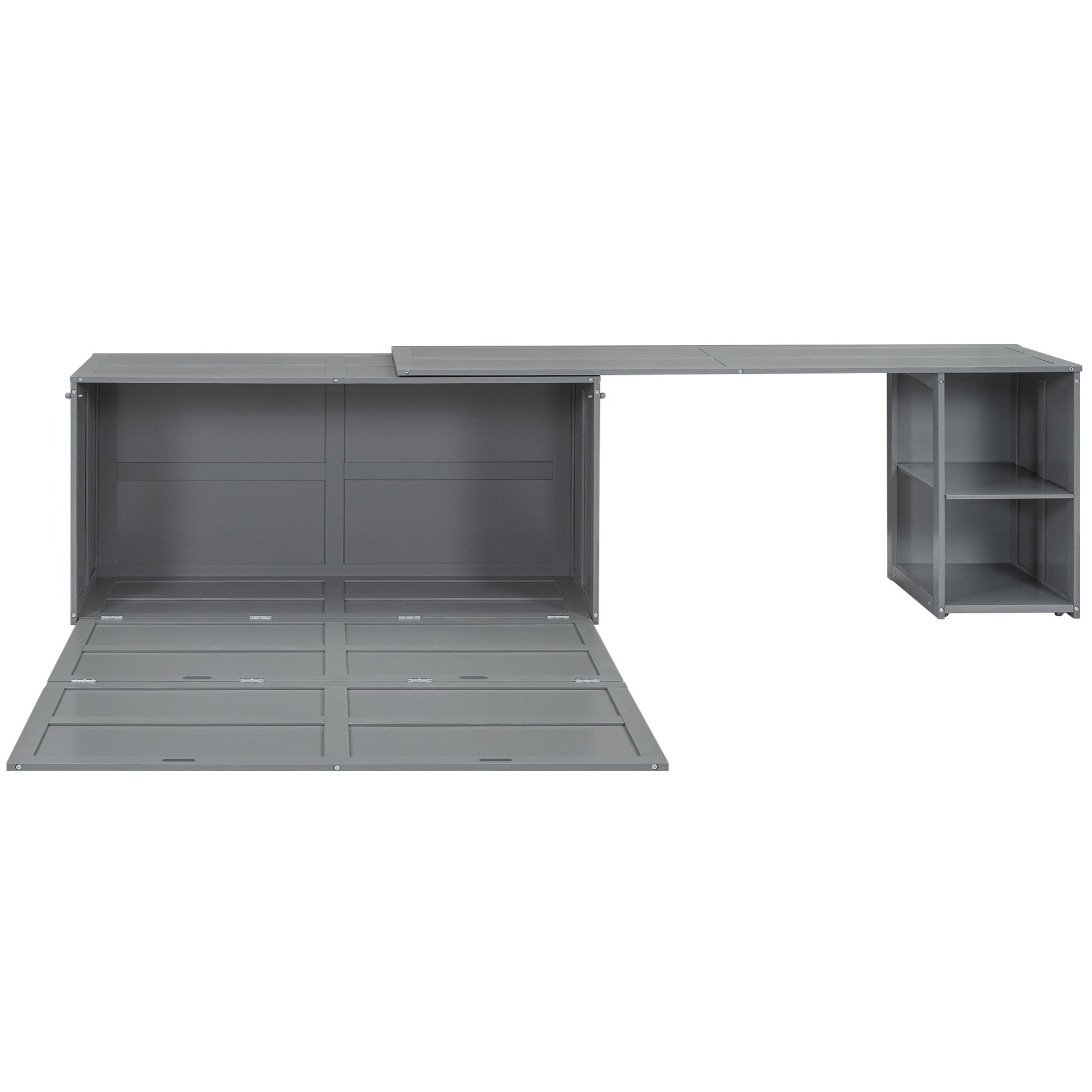 Queen Size Murphy Bed with Rotable Desk  Gray - Korvel