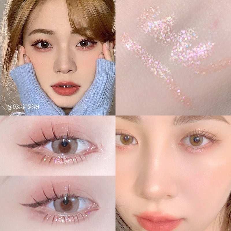 1Pcs  Diamond Glitter Eyeshadow Liner Pencil Face Makeup Highlighter Long lasting Matte Pink Silkworm Champagne Gold Eyeliner Pen - Korvel