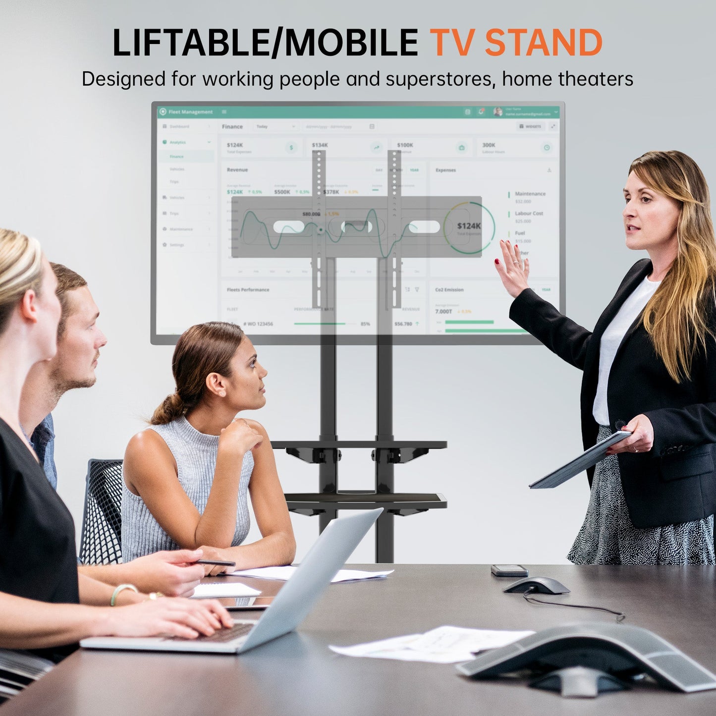 FANCO Universal Rotating TV Stand, suitable for 32-80 inch TVs, adjustable tilt height, maximum VESA 600x400mm (black) - Korvel