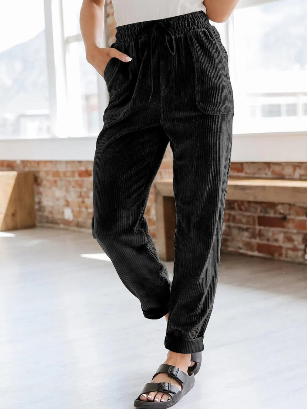Drawstring Pants with Pockets - Korvel