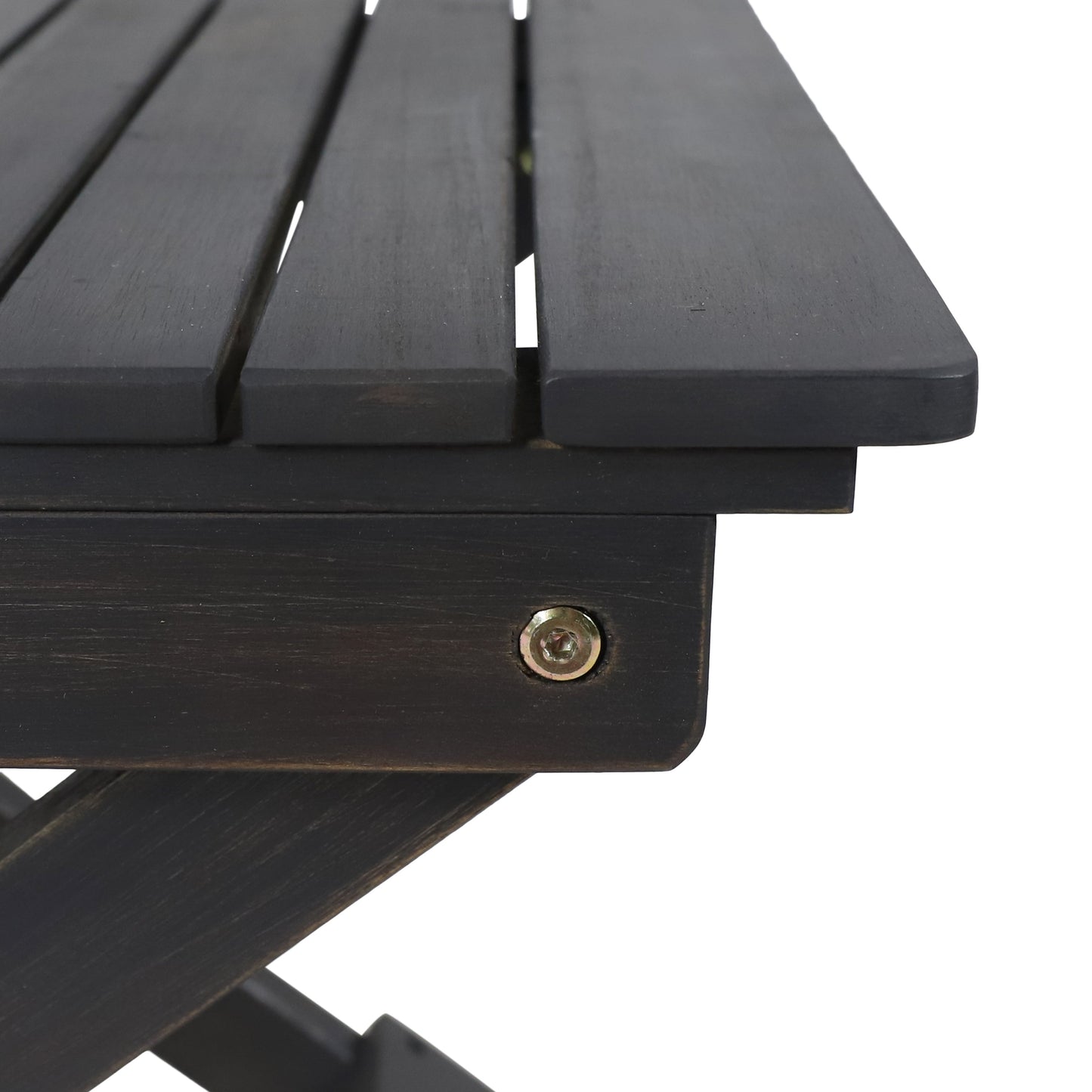 Outdoor Folding Wooden Side Table, Dark Gray, 15"D x 22.75"W x 18.25"H - Korvel