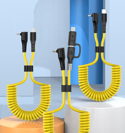 60W 2-in-1 Elbow Telescopic Fast Charging USB Cable