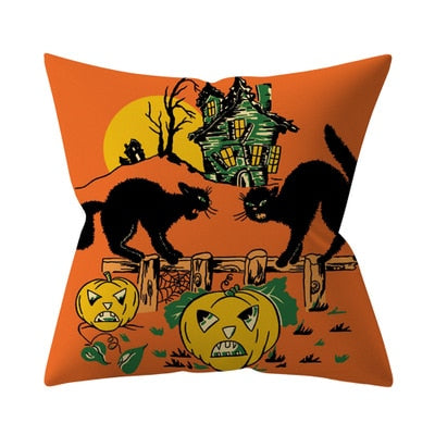 Trick or treat/pumpkin Cushion Cover 45*45cm Happy Halloween Throw Pillow Cover Happy Fall Y'all ghosts Horror Pillowcase - Korvel
