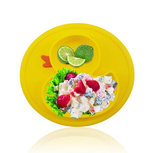 Cute Small Yellow Duck Silicone Happy Baby Kids Anti-drop Suction Table Food Tray Place mat Plate Bowl Mat - Korvel