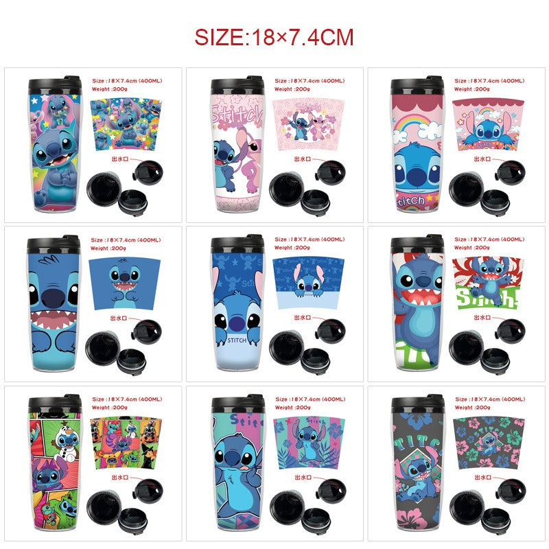 Stitch Stitch animation peripheral double-layer insulated plastic cup two-dimensional cartoon tea cup cold water kettle water cup - Korvel