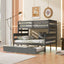 Wood Twin over Full Bunk Bed with Trundle - Gray