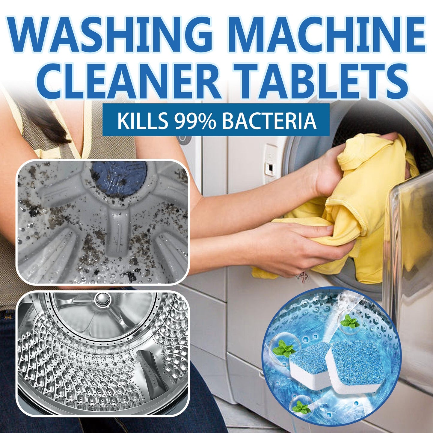 Washing Machine Cleaning Effervescent Tablet, Washing Machine Slot Stain Cleaner Effervescent Tablet Automatic Cleaning - Korvel