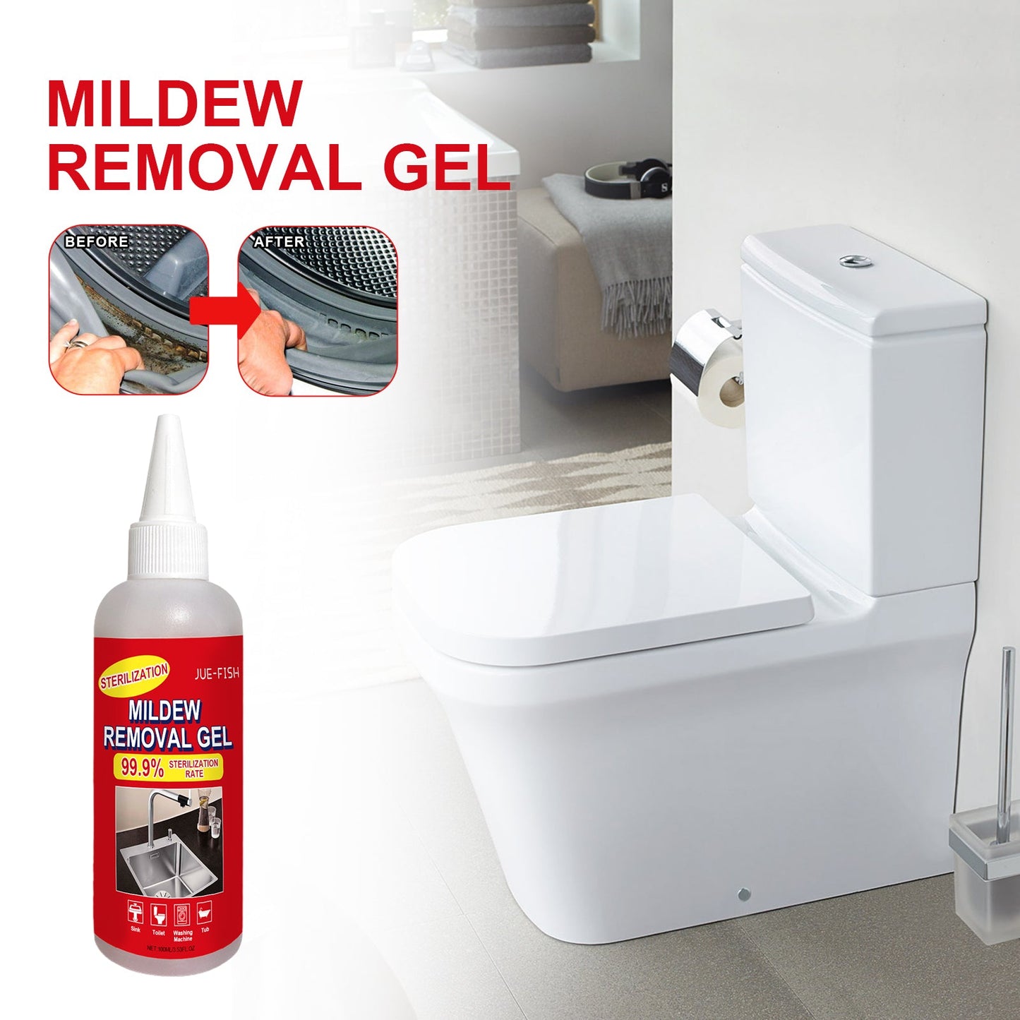 JUE-FISH Mildew Remover Gel Wall Stain Cleaner Kitchen Tile Crevices Mildew Remover Wall Multi-Effect Mildew Inhibitor - Korvel