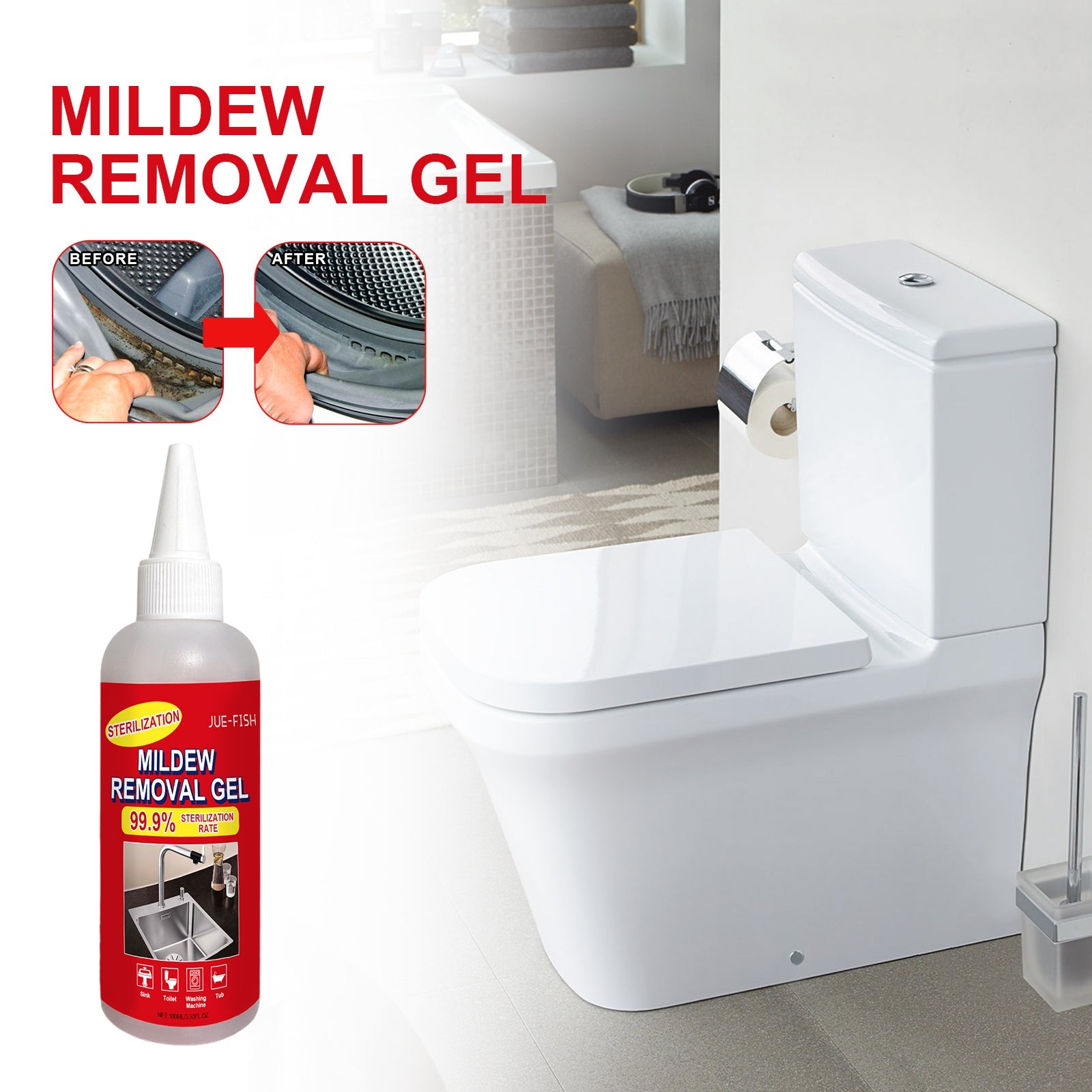JUE-FISH Mildew Remover Gel Wall Stain Cleaner Kitchen Tile Crevices Mildew Remover Wall Multi-Effect Mildew Inhibitor - Korvel