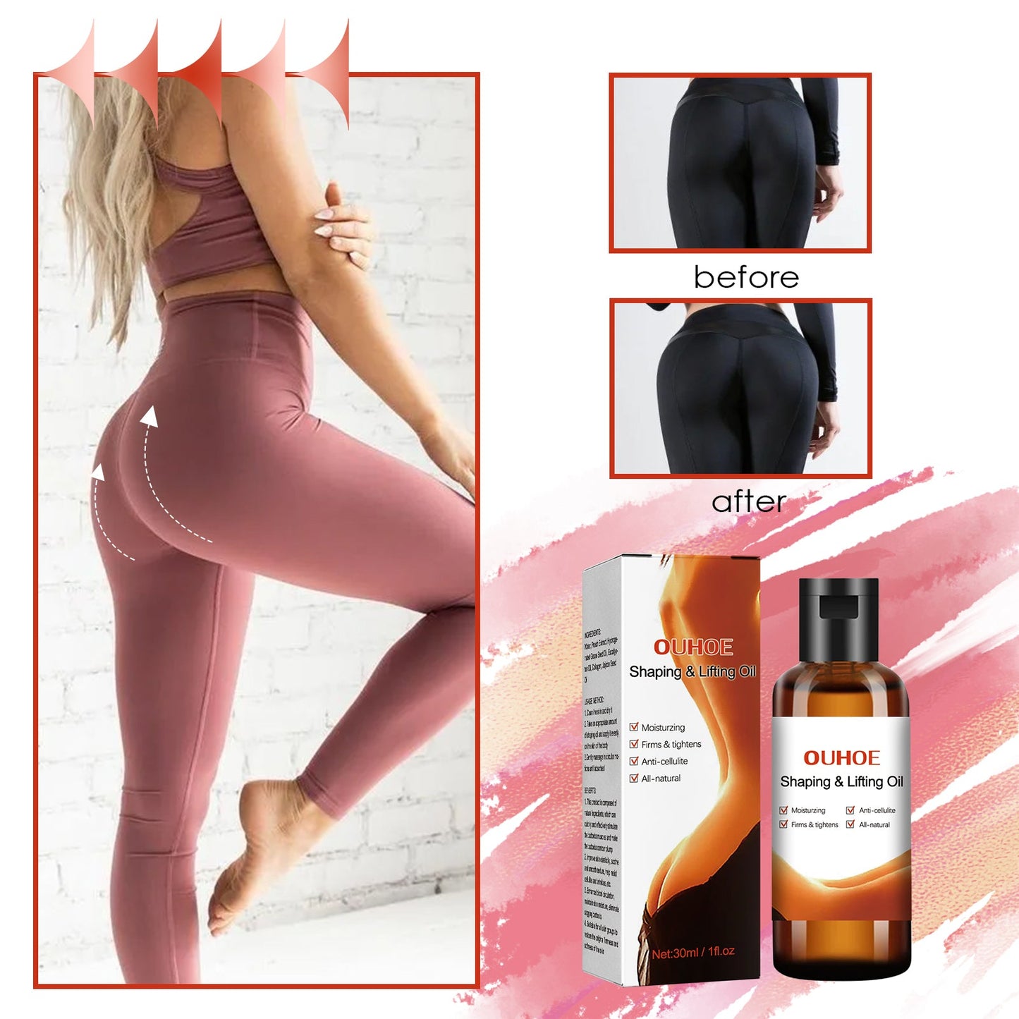 Body Sculpting Oil, Firming Buttocks Skin Body Care For Buttocks Accentuating Curves Lifting Oil - Korvel