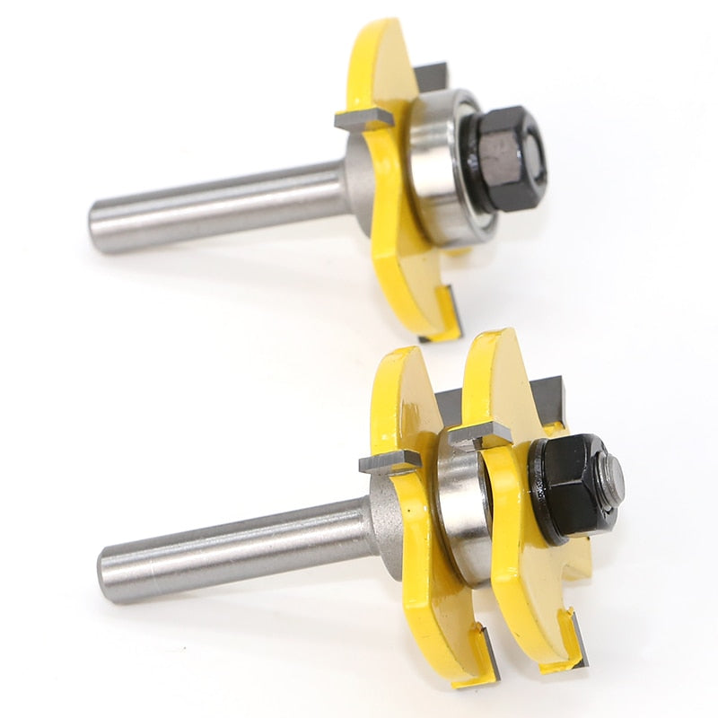 2 pc 8mm Shank high quality Tongue & Groove Joint Assembly Router Bit Set 3/4 Stock Wood Cutting Tool - Korvel