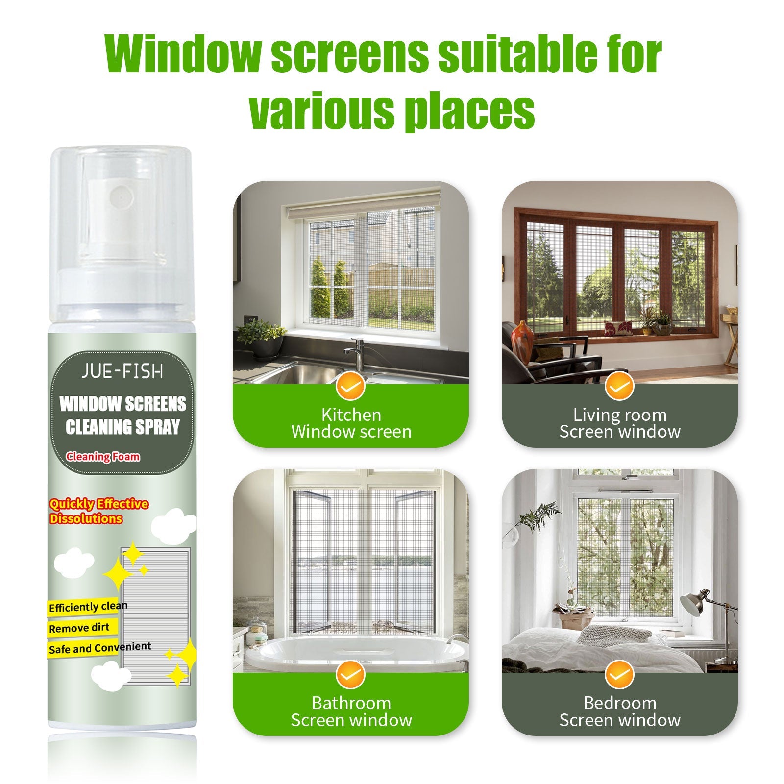 Window Cleaning Spray, Window Screen Cleaning Strong Decontamination Oil Stain Clean Bright Foam Spray - Korvel