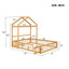 Wooden Full Size Children's Bed with Detachable Headboard and Integrated Clothes Drying Rack, Natural - Korvel