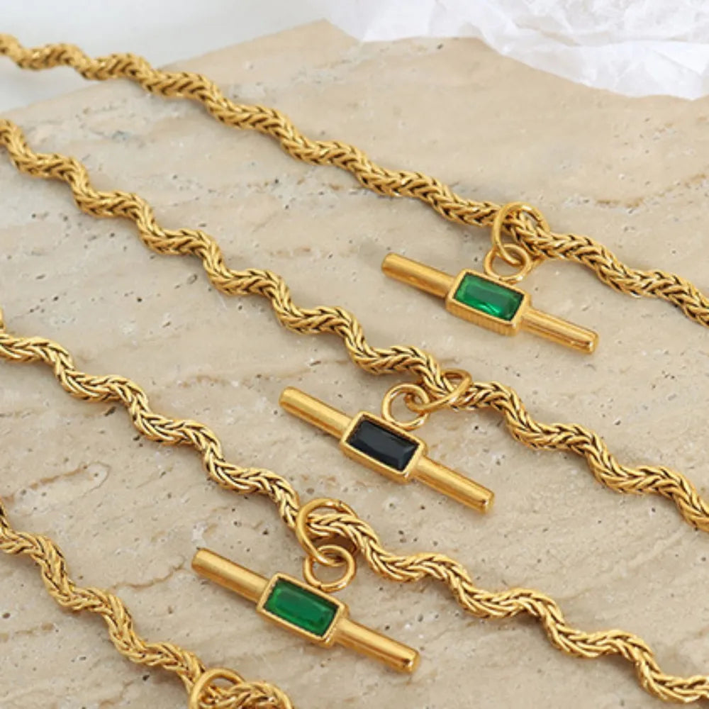Collier Pendentif en Verre en Acier Inoxydable Élégant