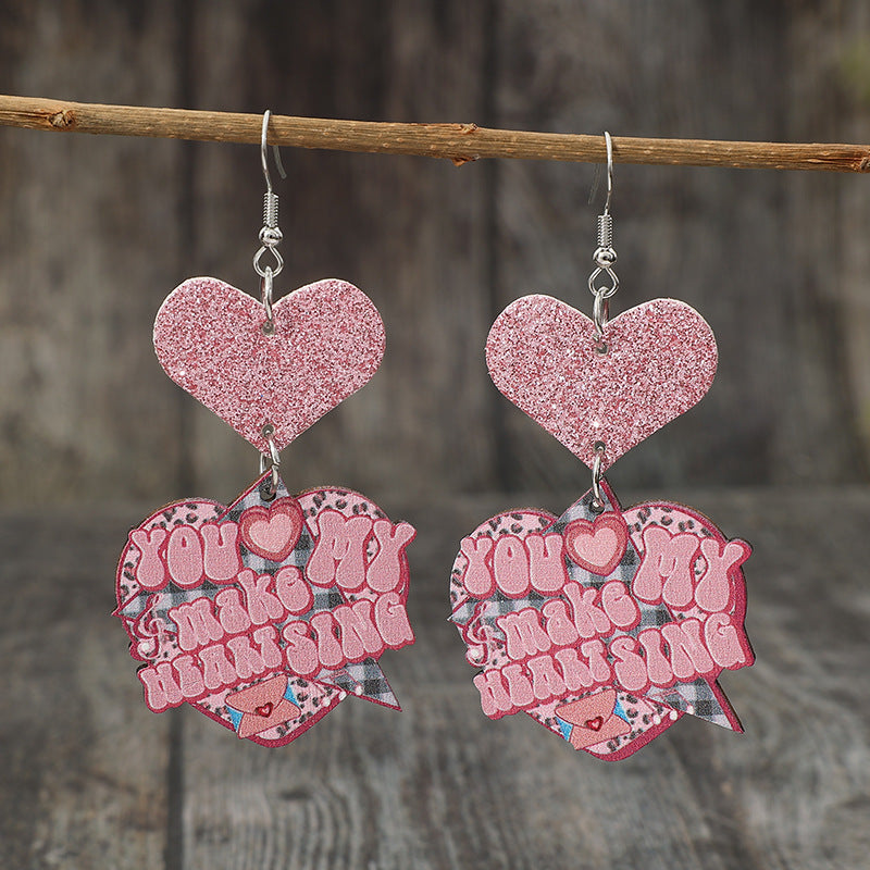 Heart Shape Wooden Earrings - Korvel