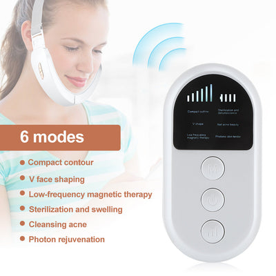 Facial Massager V-Face Beauty Instrument Wireless Remote Control EMS Color Light Vibration Face-Lifting Instrument - Korvel