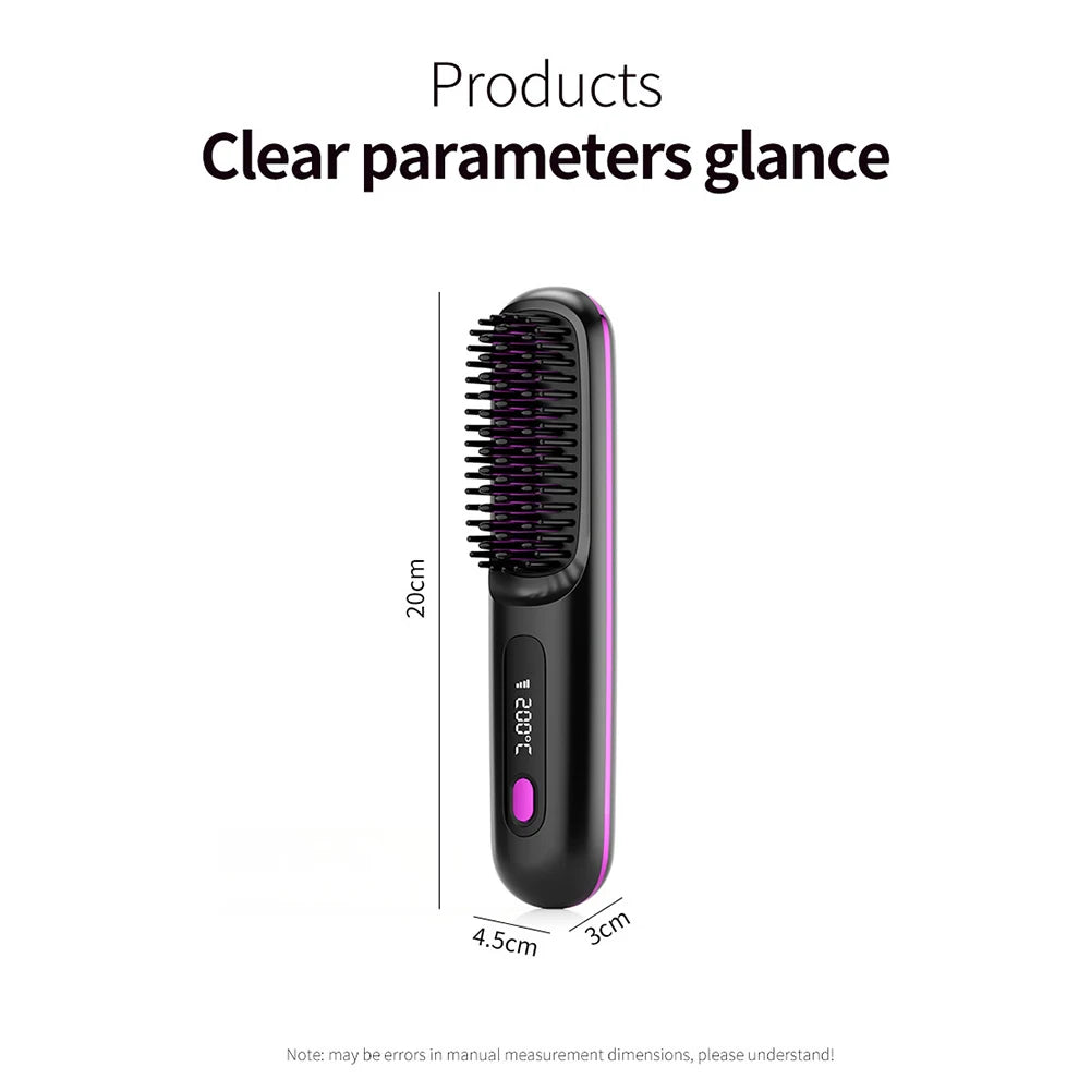 Peigne lissant céramique sans fil avec écran LCD