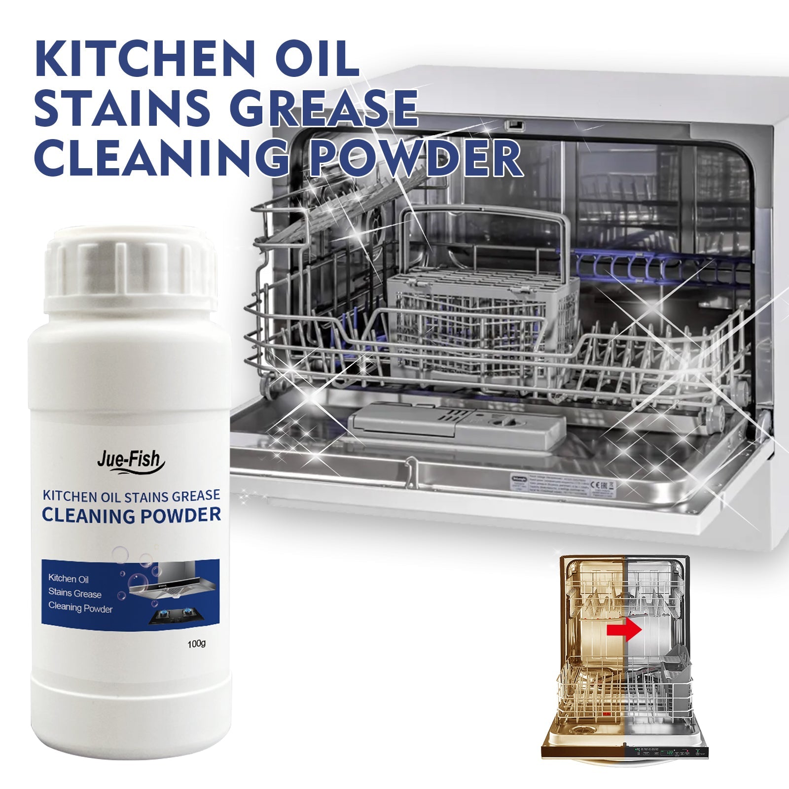 Oil Cleaning Powder, Kitchen Range Hood Stove Oil Rust Dirt Cleaning Powder - Korvel