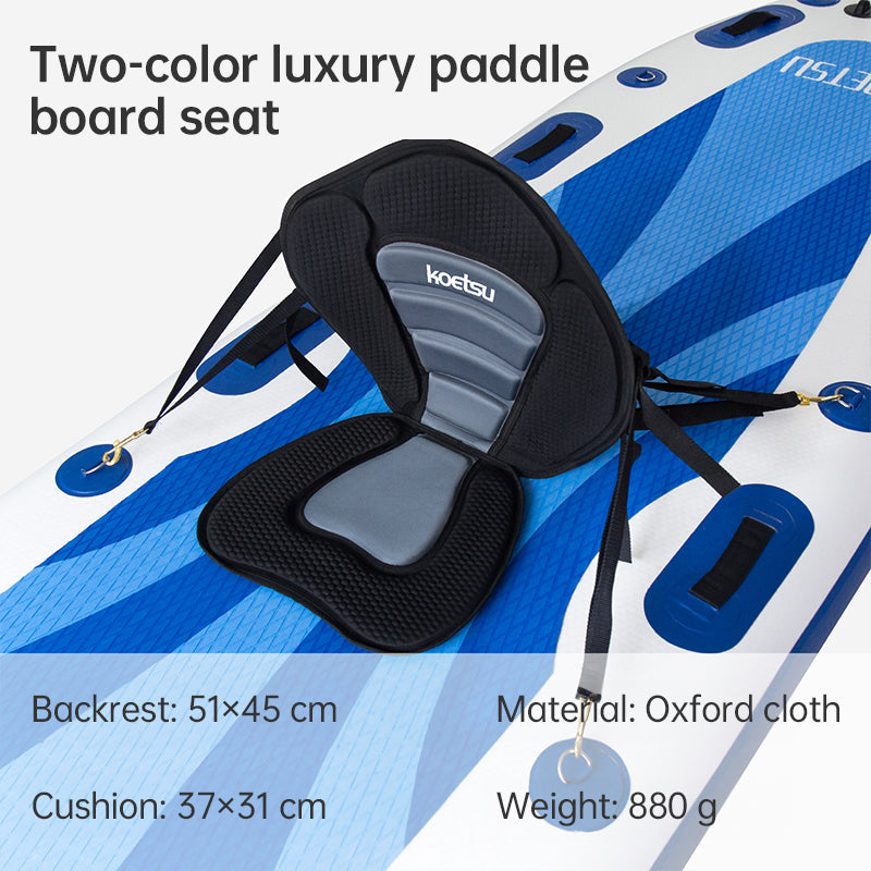 Adjustable padded seat for kayaks, paddleboards, canoes, with backrest, suitable for kayak, canoe, rafts, fishing. - Korvel