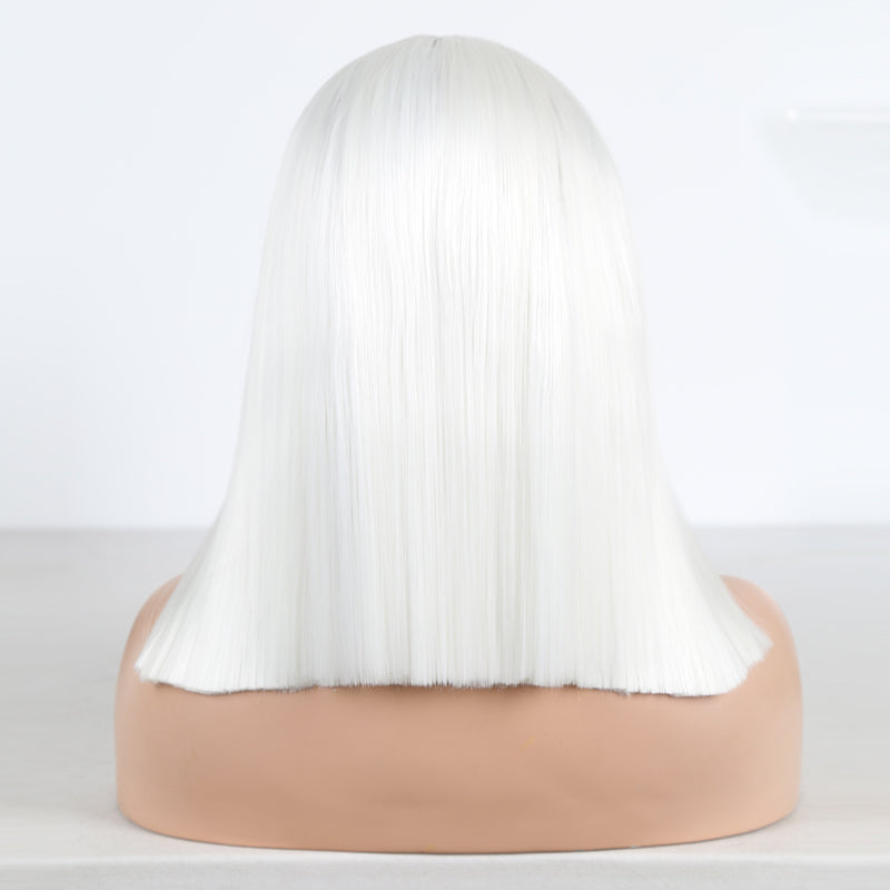 Premium White Synthetic Lace Part Bob Wig with Baby Hair