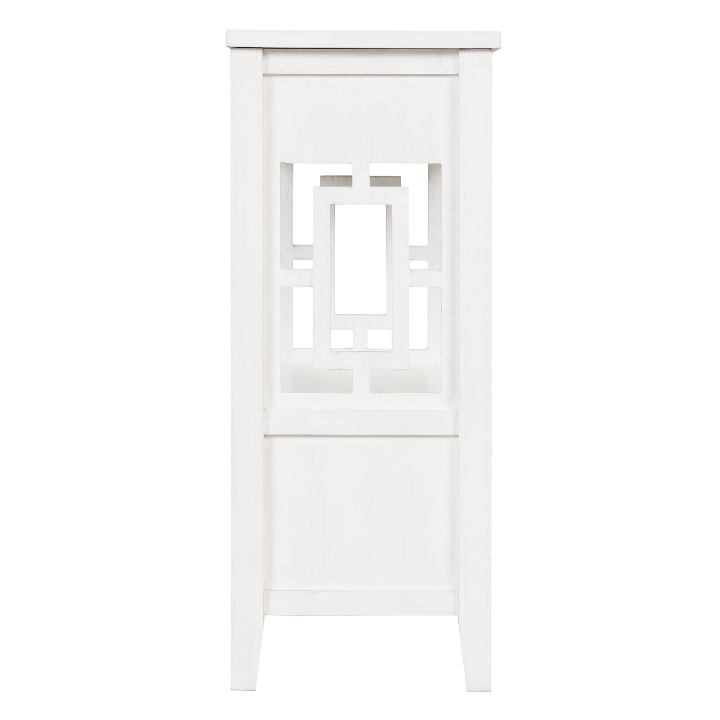 36'' Farmhouse Pine Wood Console Table Entry Sofa Table with 4 Drawers & 1 Storage Shelf (Antique White) - Korvel