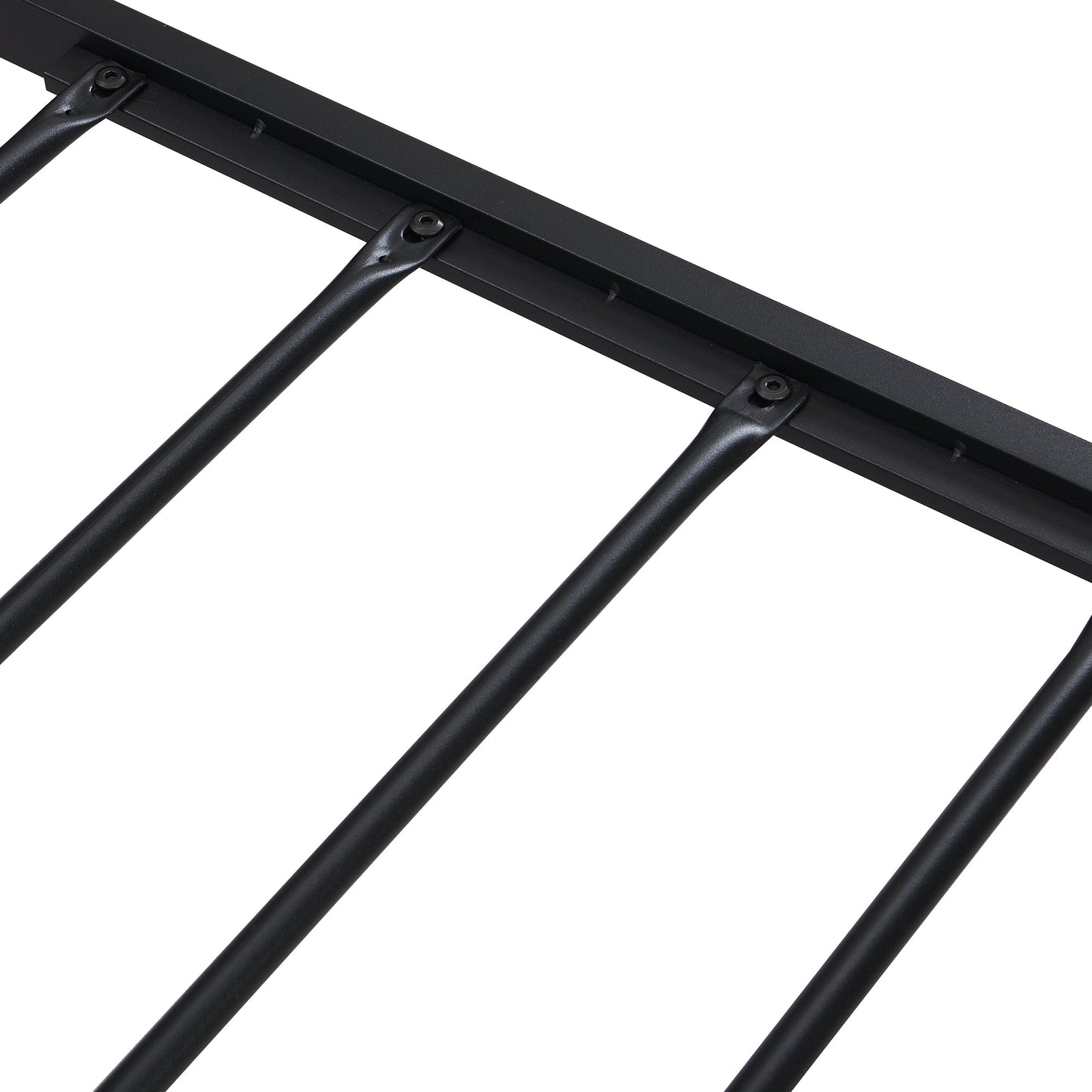 Queen Size Metal Platform Bed Frame with Wooden Headboard and Footboard with USB LINER - Korvel