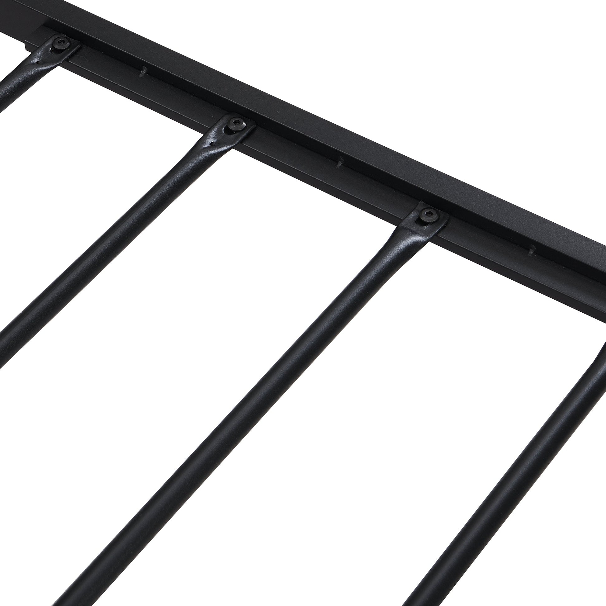 Queen Size Metal Platform Bed Frame with Wooden Headboard and Footboard with USB LINER - Korvel