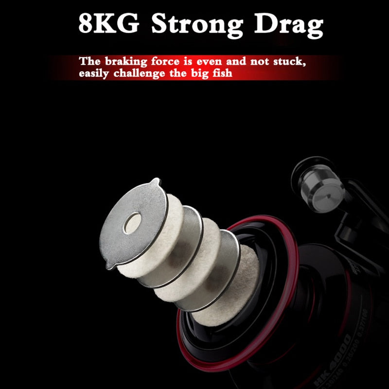 New Fishing Reels 1000-7000 Metal Spool 8kg Drag Power 5.2:1 Gear Ratio Spinning Reel Carp Fishing Reels For Saltwater Sea - Korvel