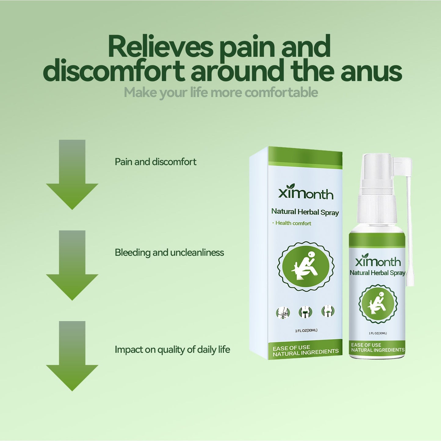 Natural Herbal Hemorrhoid Spray, Soothing Perianal Itchiness And Soothing Anal Care Spray - Korvel