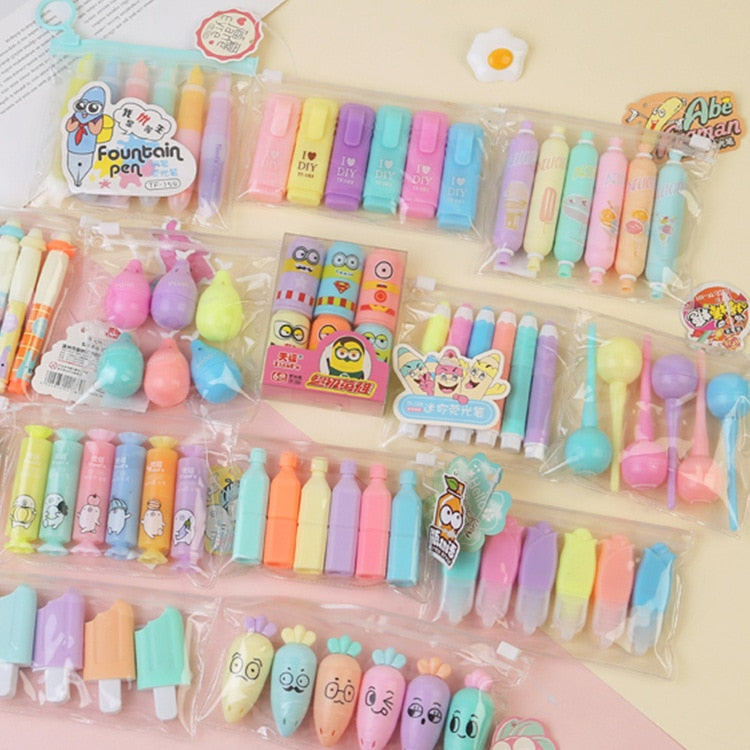 Surligneur Mini Mignon - Design Cartoon Kawaii pour l'École et le Bureau