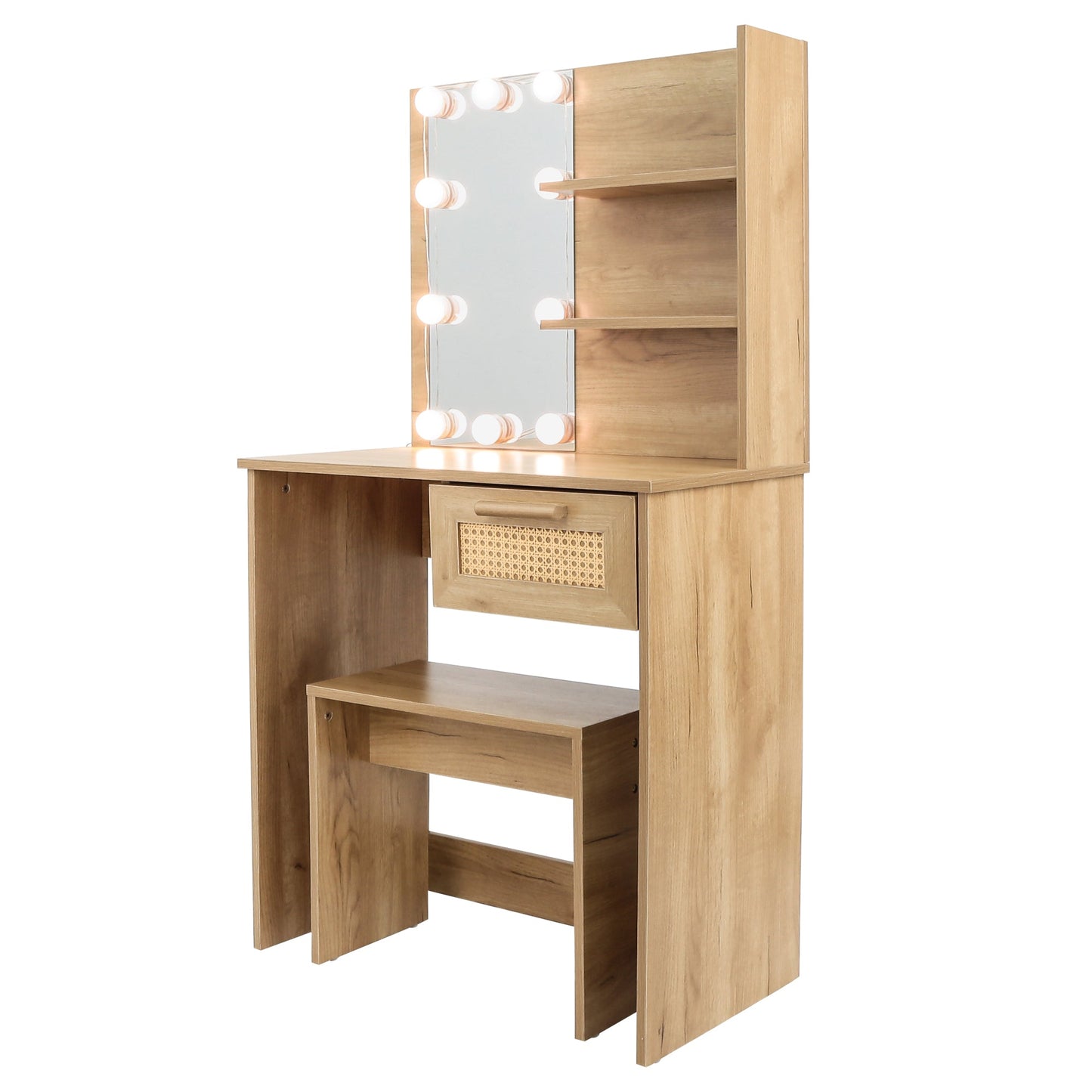 Elegant Bedroom Vanity Set with LED Mirror and Storage