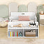 Twin Size Floor Bed with Storage Footboard and Guardrail, White - Korvel