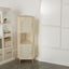 Corner cabinet ,Rattan door,Freestanding Corner Tables For Small Spaces, Corner Shelf Stand For Living Room, Kitchen, Bathroom - Korvel