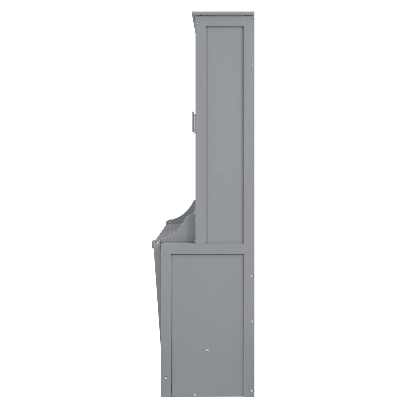 Queen Size Murphy Bed with a Shelf, Gray - Korvel