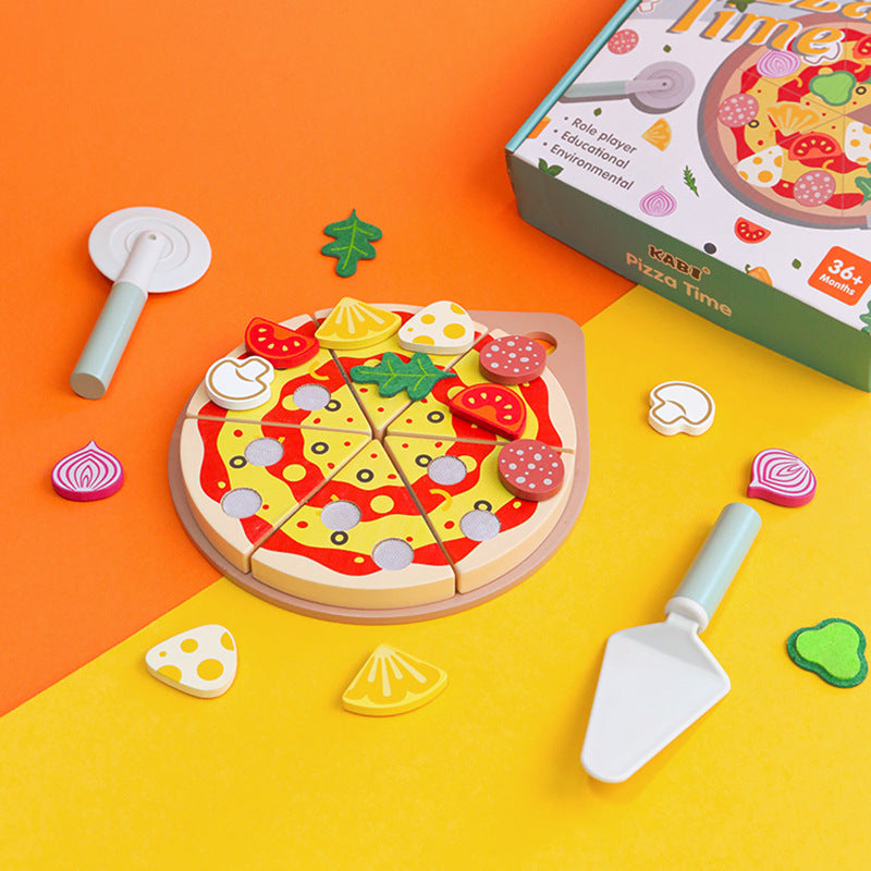 Children's early education puzzle play house simulation pizza fruits and vegetables joyful role-playing kitchen wooden toys - Korvel