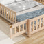 Full House-Shaped Headboard Floor Bed with Fence - Natural