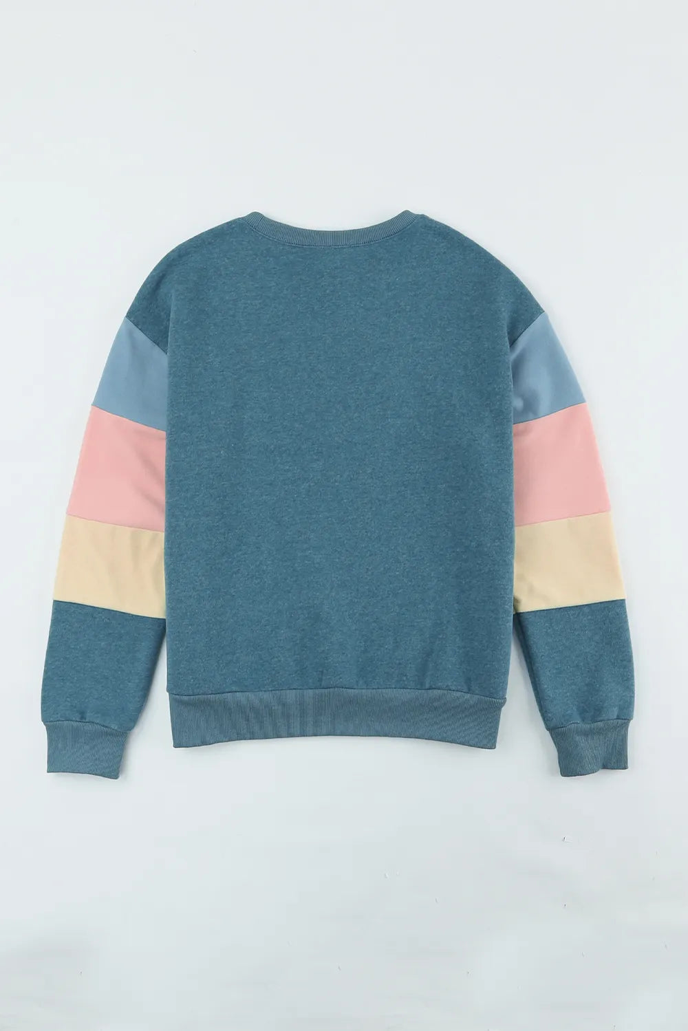 Color Block Round Neck Long Sleeve Sweatshirt - Korvel
