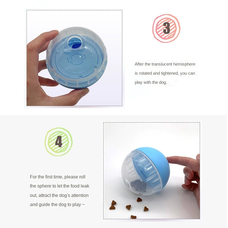Pet Feeder Wobble Bowl Dog Food Dispensing Ball Chew-Resistant Intelligent Training Toy Cat and Dog Play Ball - Korvel