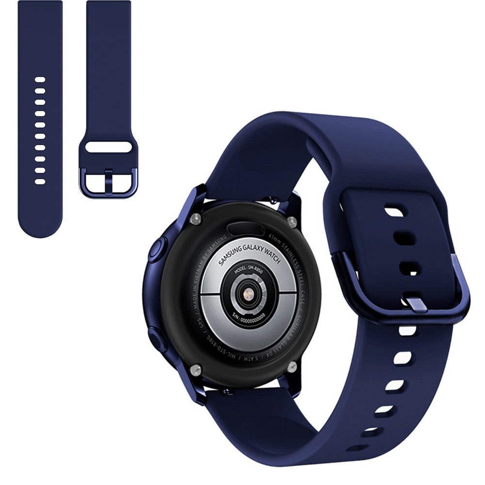 Suitable for Samsung Galaxy Watch Active2 Solid Color Silicone Strap 20/22mm Universal Strap - Korvel